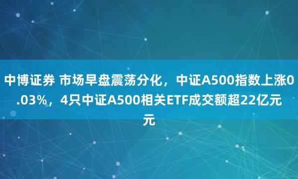 中博证券 市场早盘震荡分化，中证A500指数上涨0.03%，4只中证A500相关ETF成交额超22亿元